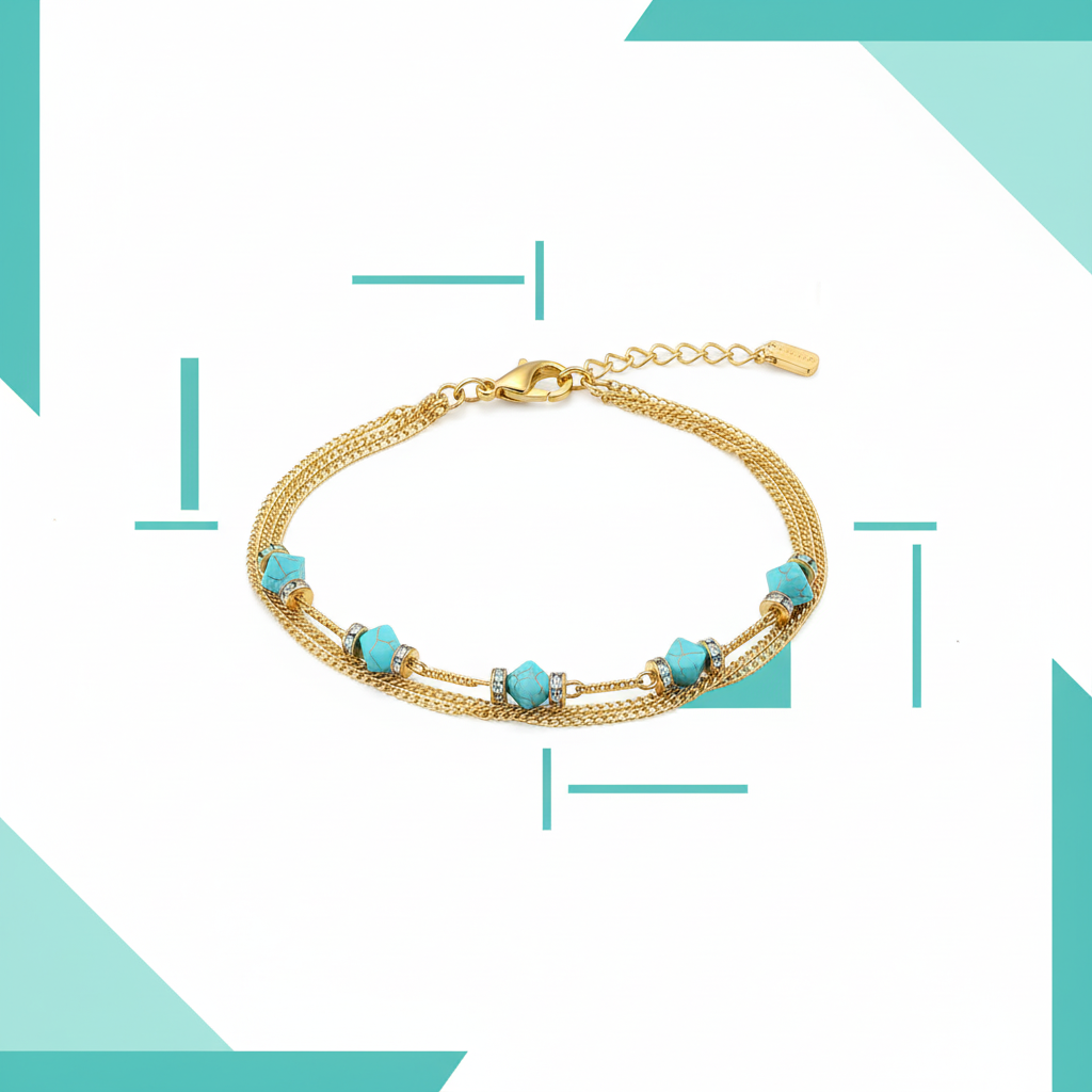 Turquoise & Crystal Beaded Beach Bracelet