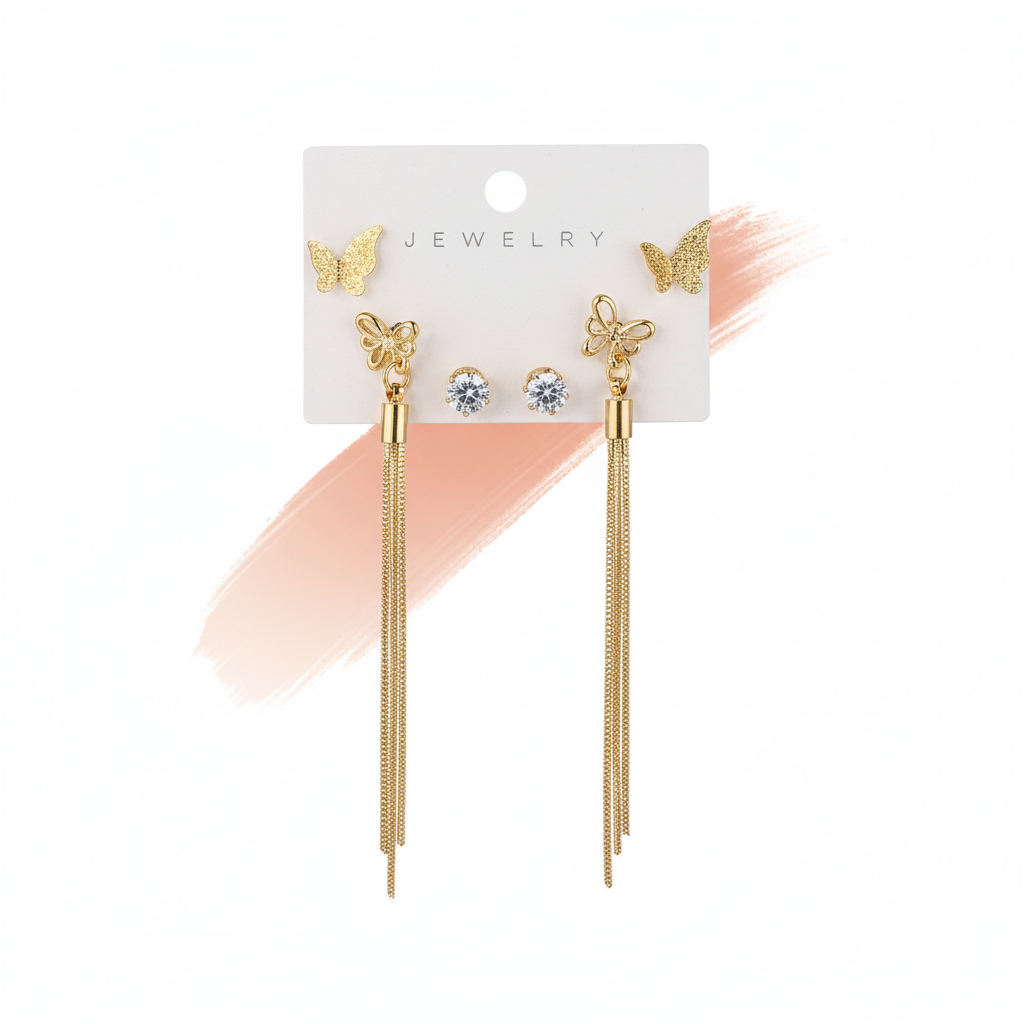 Butterfly Tassel Statement Earrings