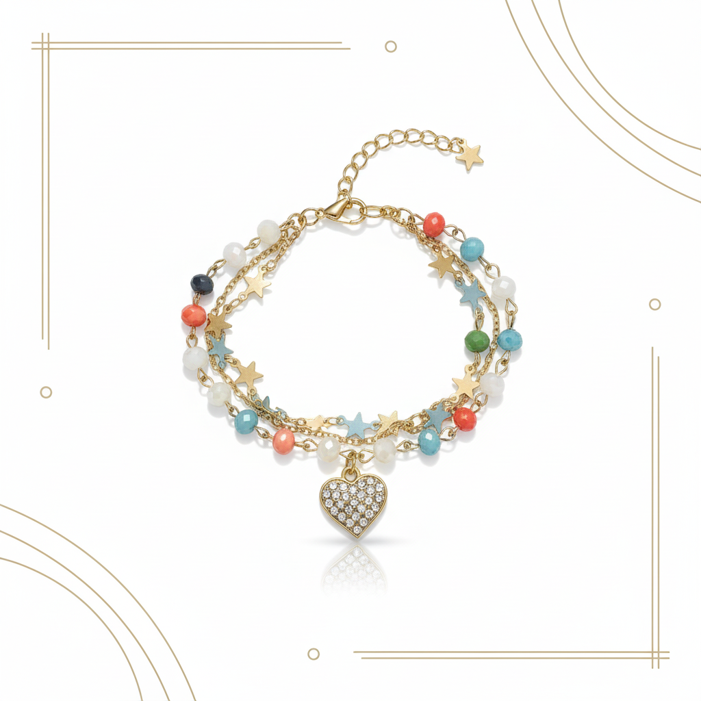 Vibrant Starry Heart Bracelet