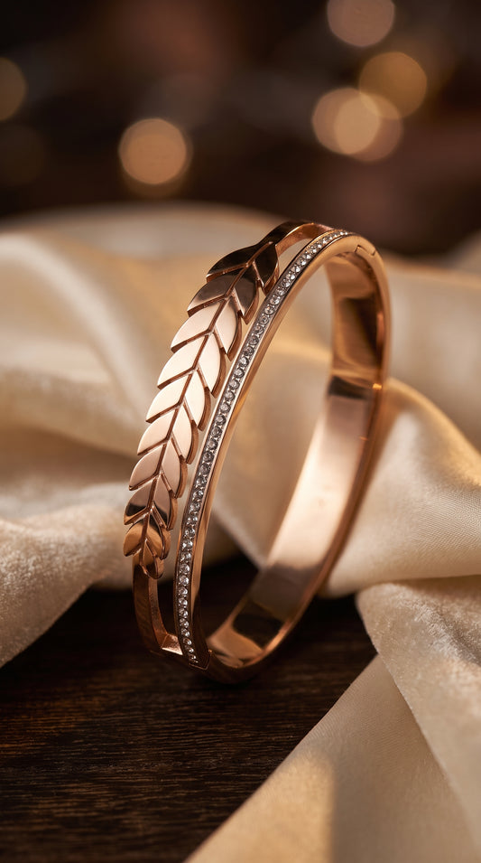Nianly Jewels Leafline Crystal Rose Gold Bracelet