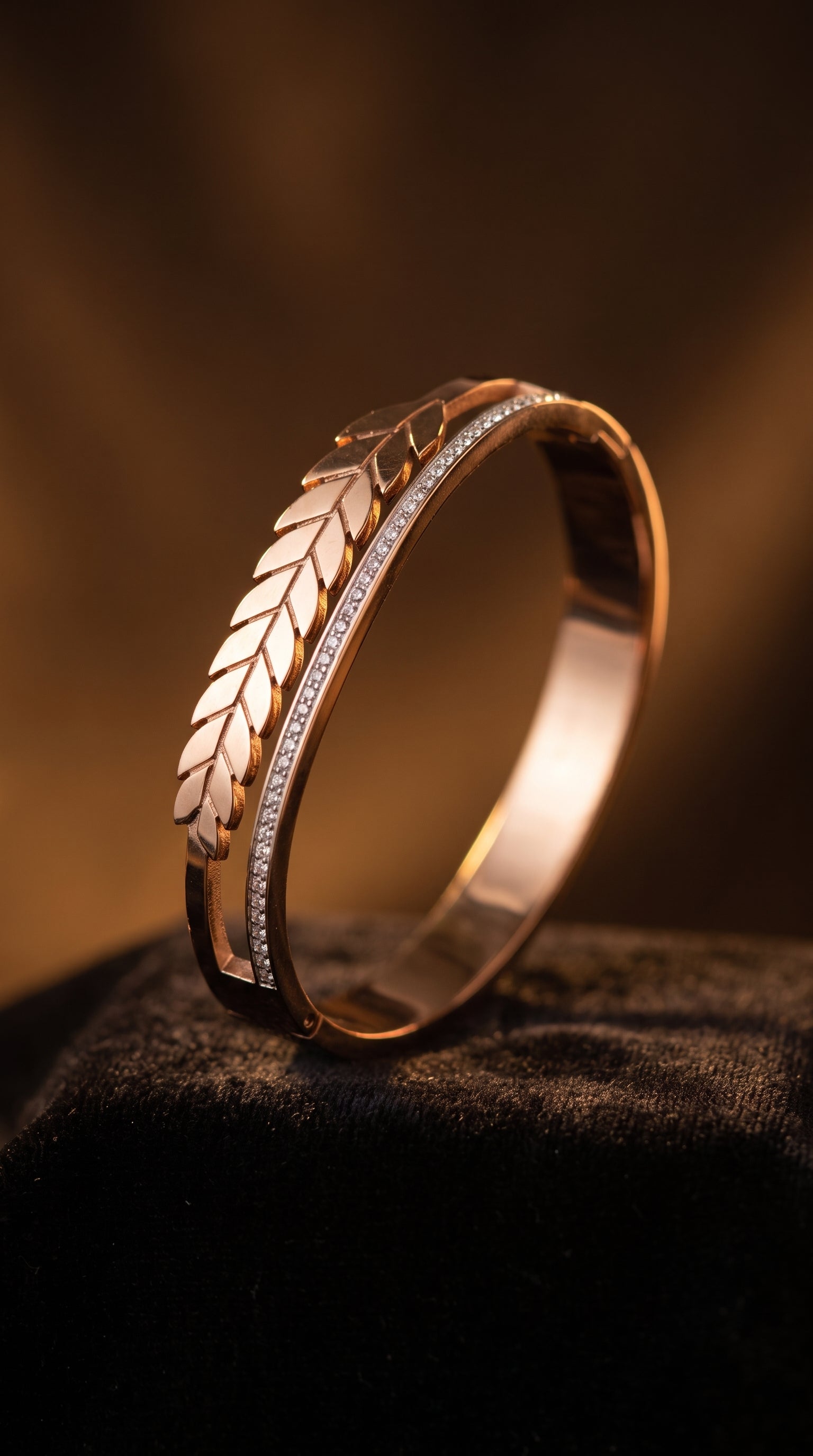 Nianly Jewels Leafline Crystal Rose Gold Bracelet