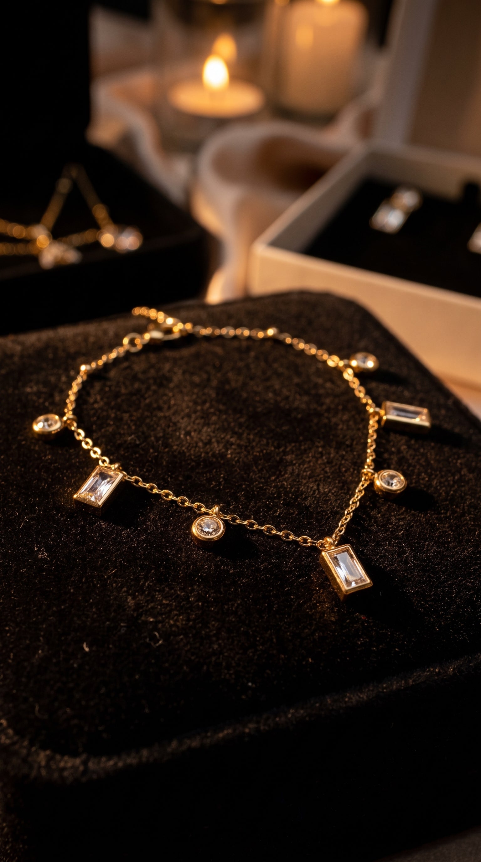 Crystal Charm Anti-Tarnish Anklet