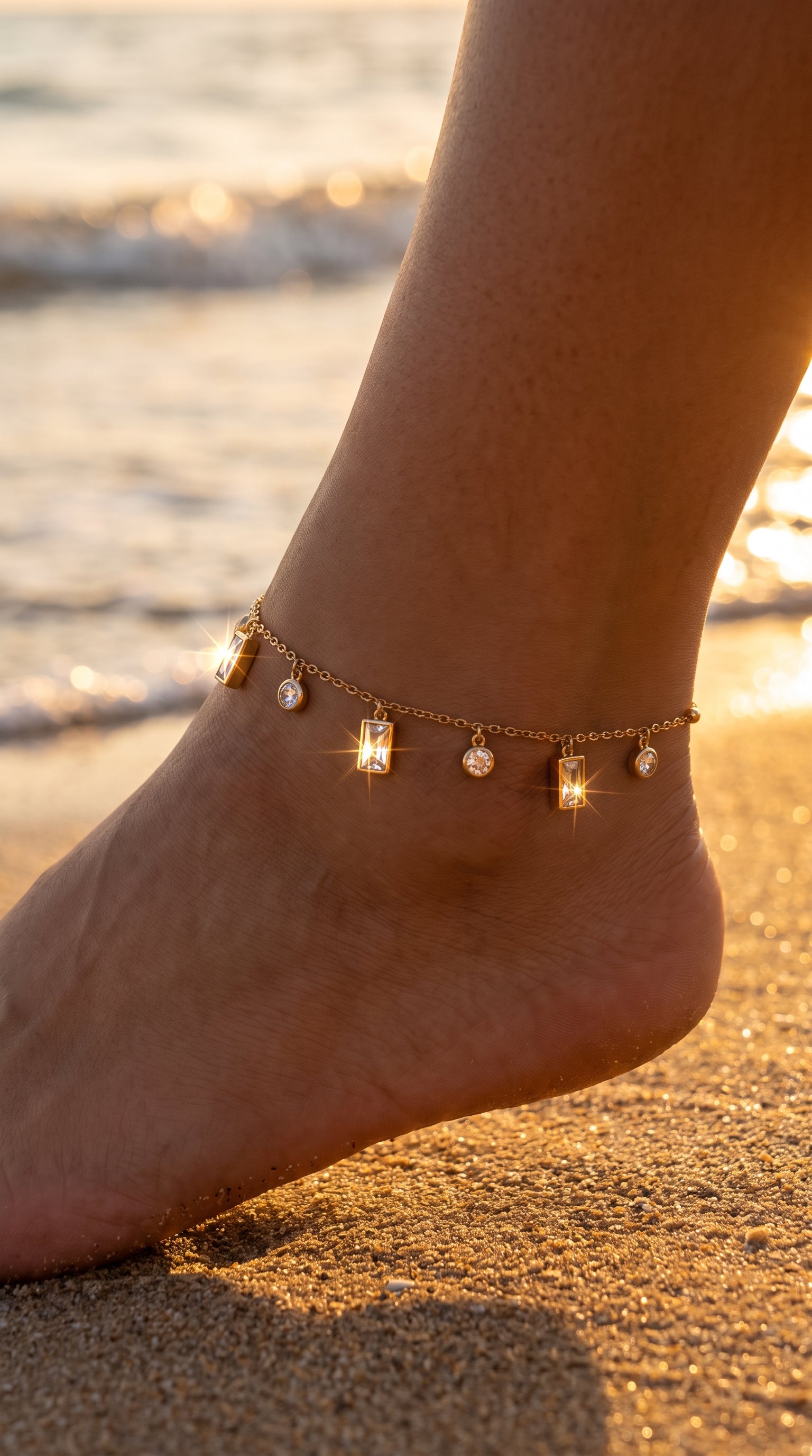 Crystal Charm Anti-Tarnish Anklet