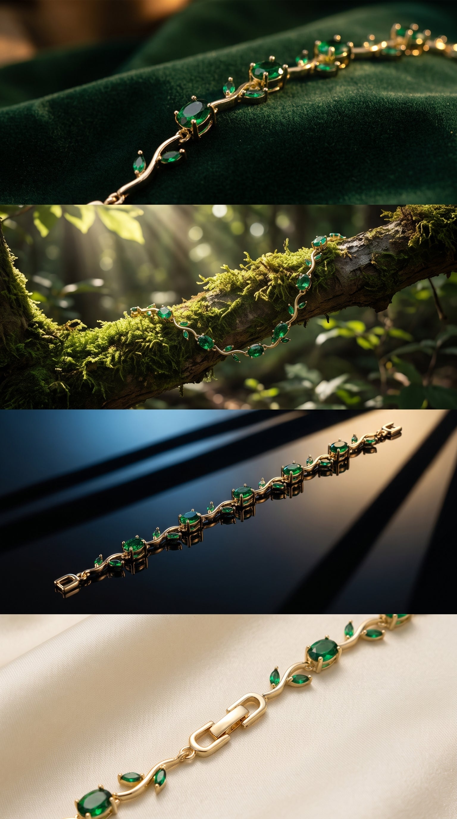 Emerald Tulip Gold- Green Tone Bracelet