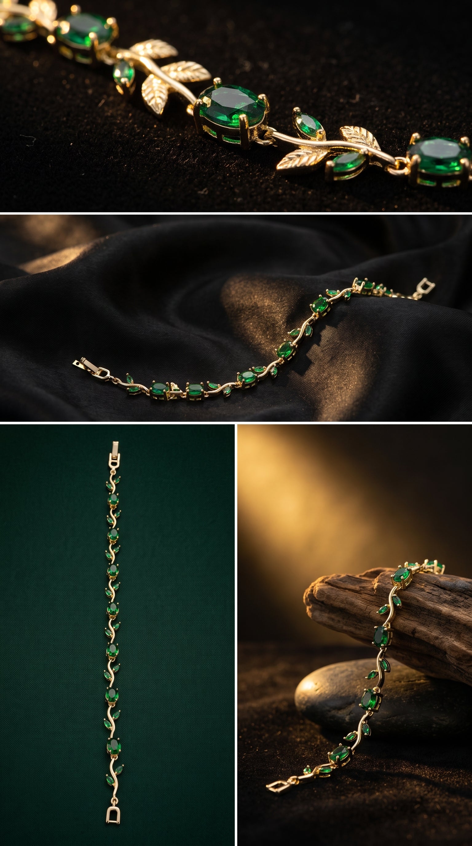 Emerald Tulip Gold- Green Tone Bracelet