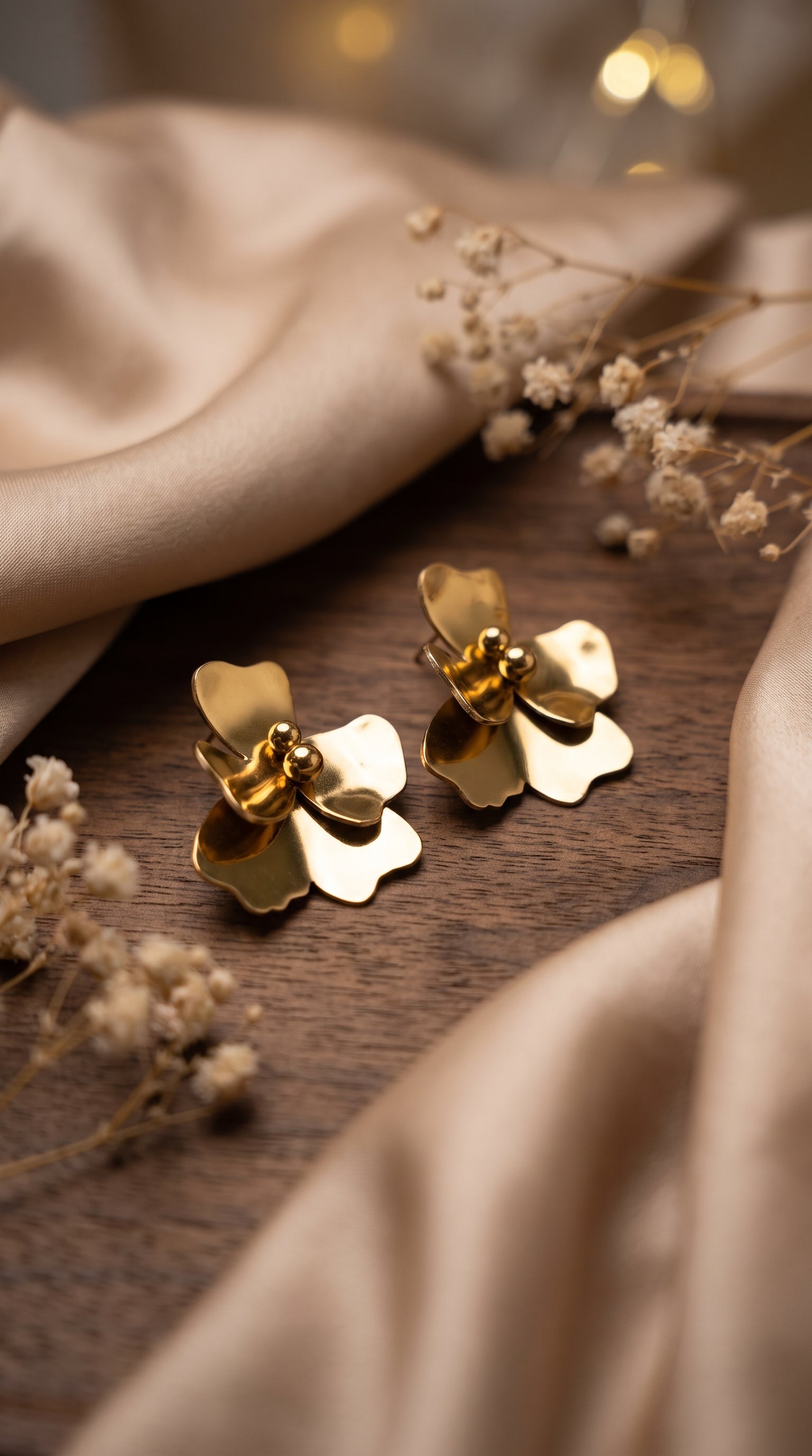 Golden Bloom Floral Stud Earrings