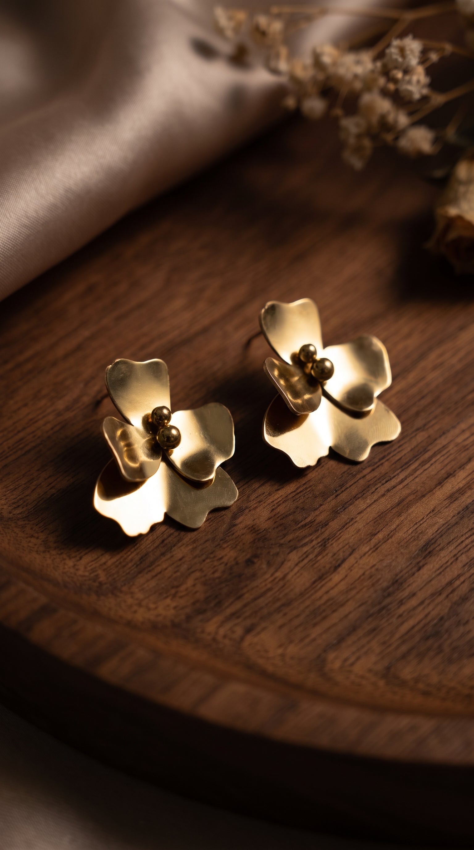 Golden Bloom Floral Stud Earrings