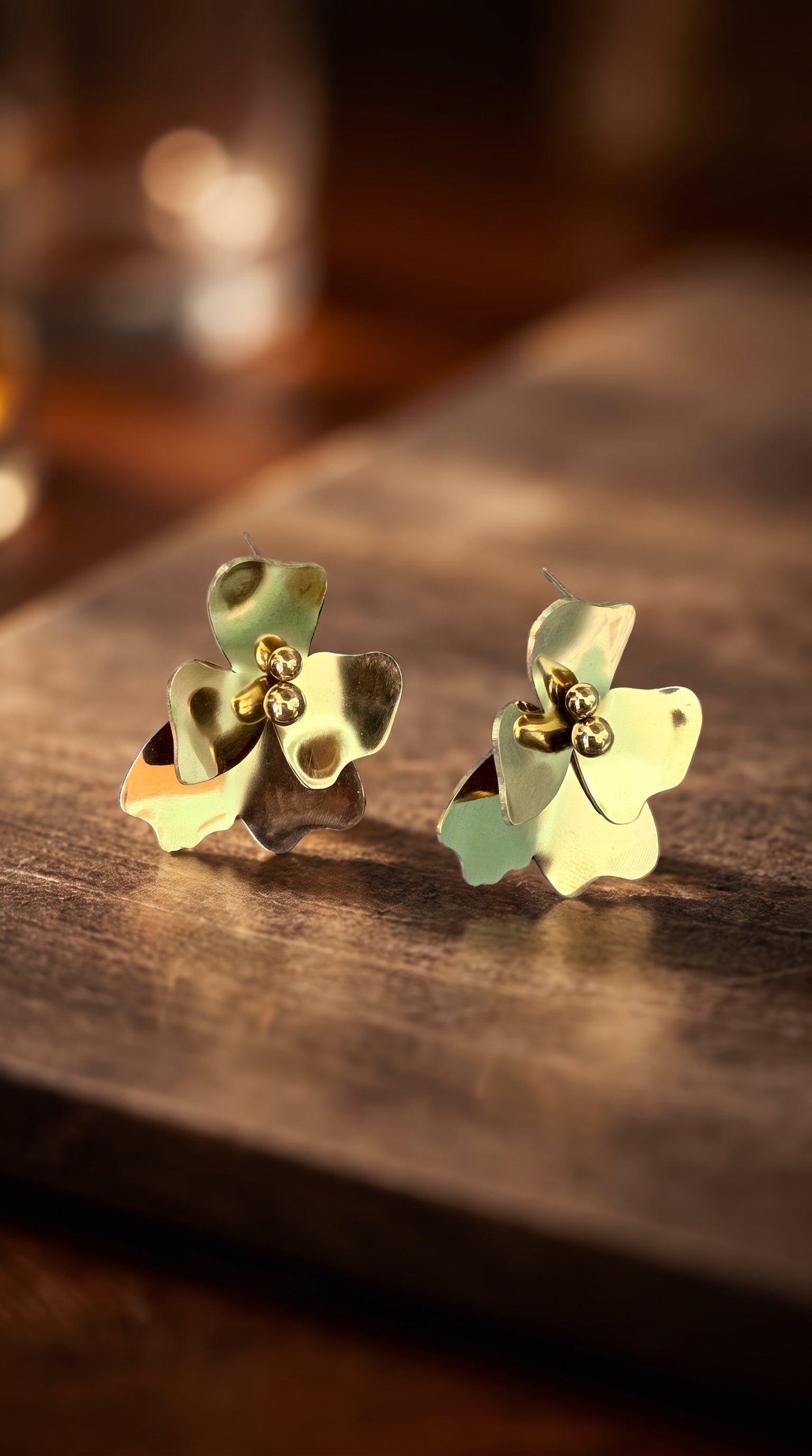 Golden Bloom Floral Stud Earrings