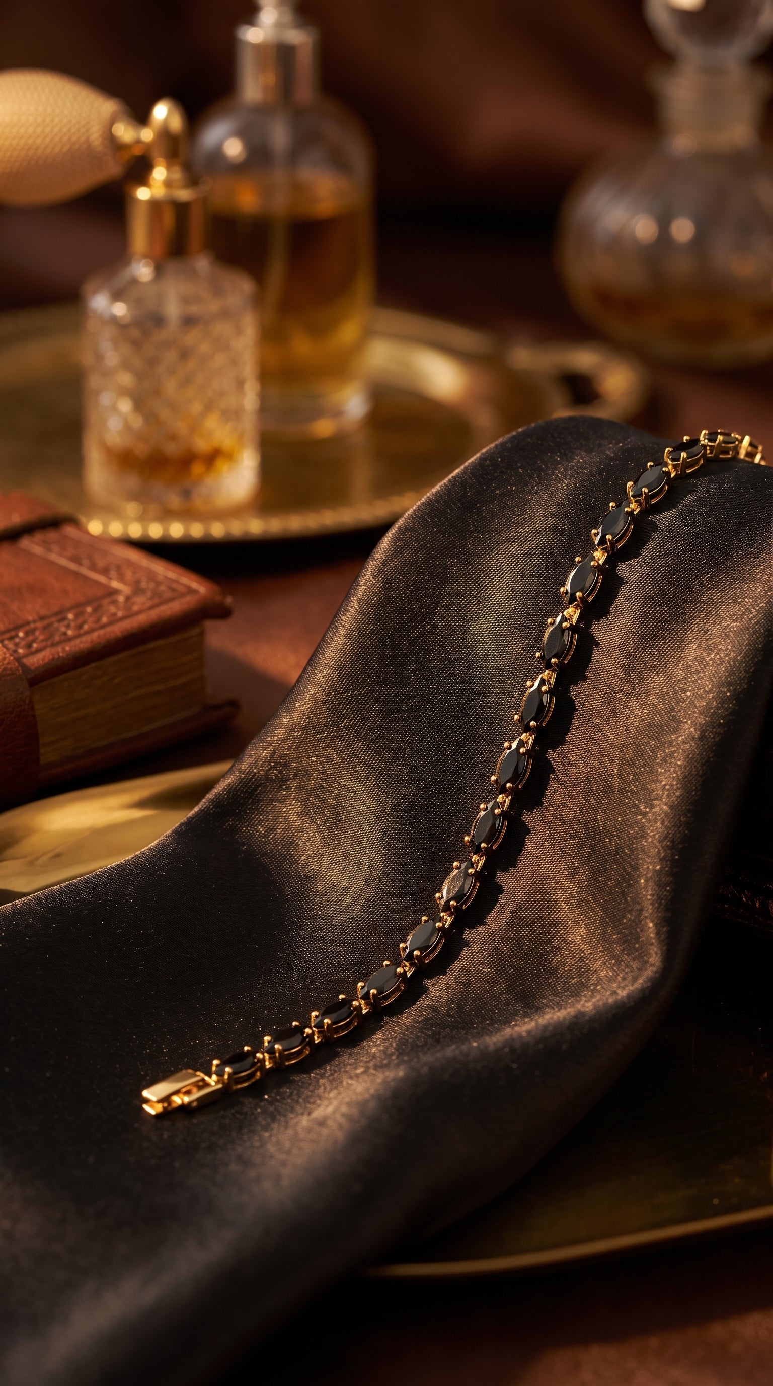 Black Marquise Anti-Tarnish Bracelet
