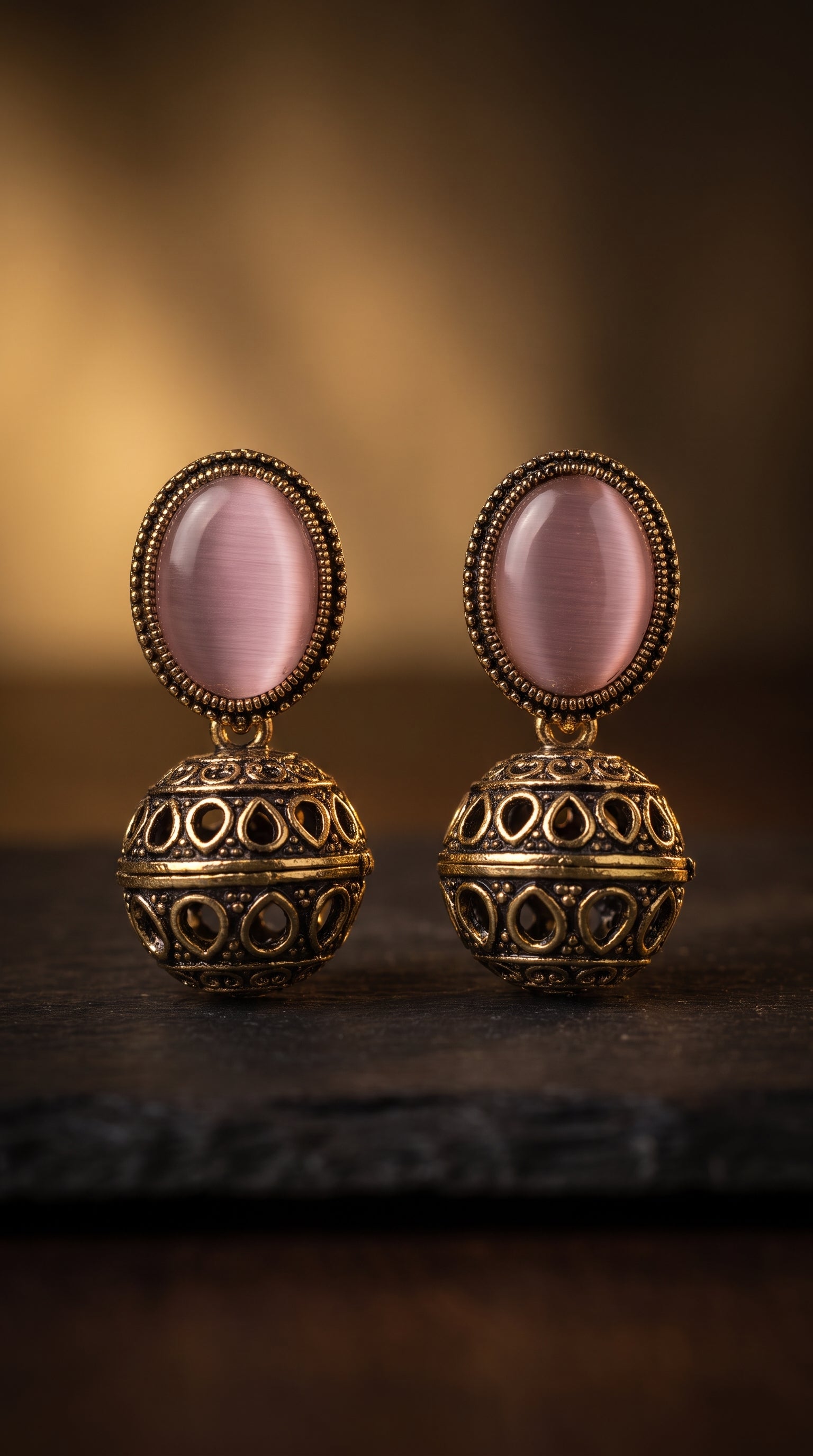 Vintage Blush Jhumki Earrings