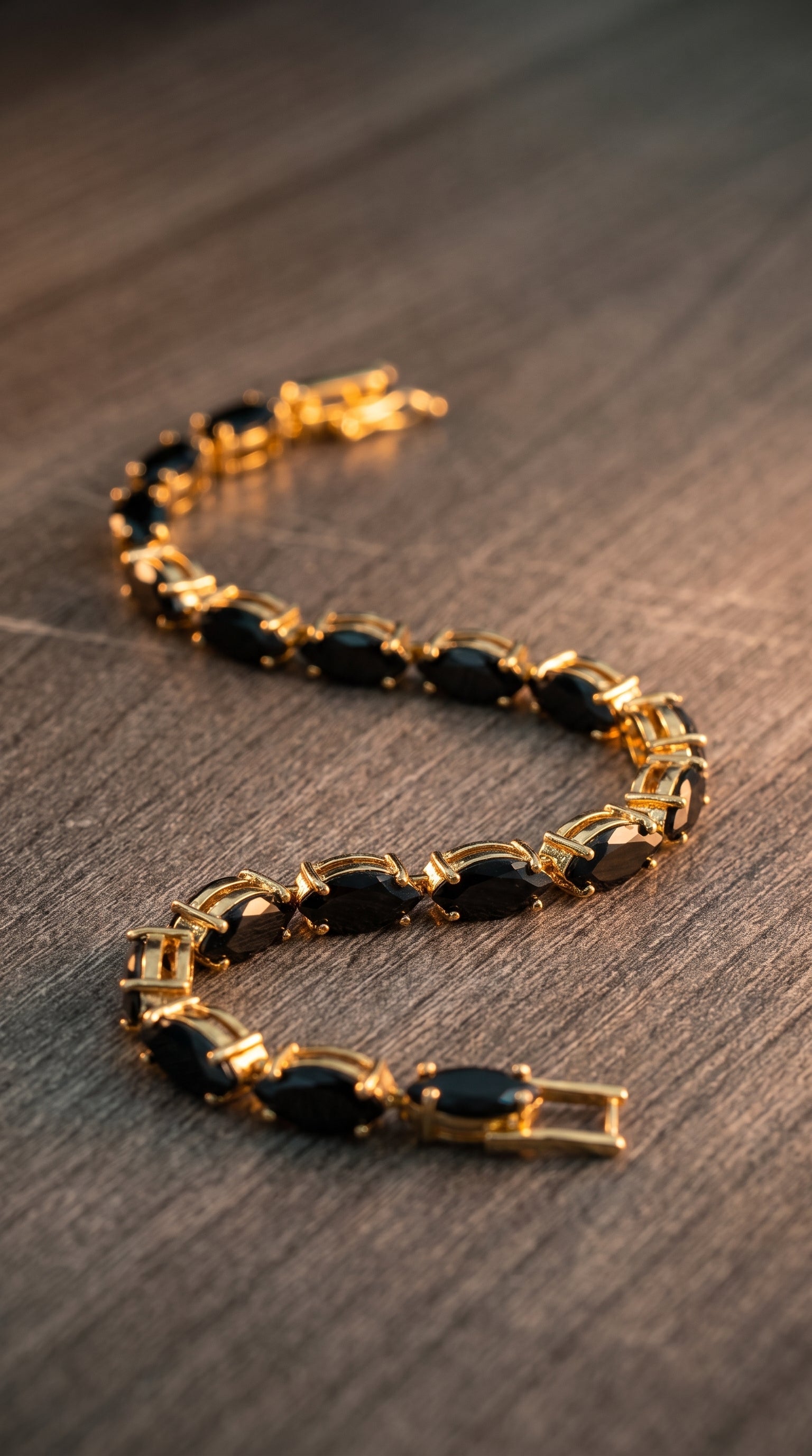 Black Marquise Anti-Tarnish Bracelet