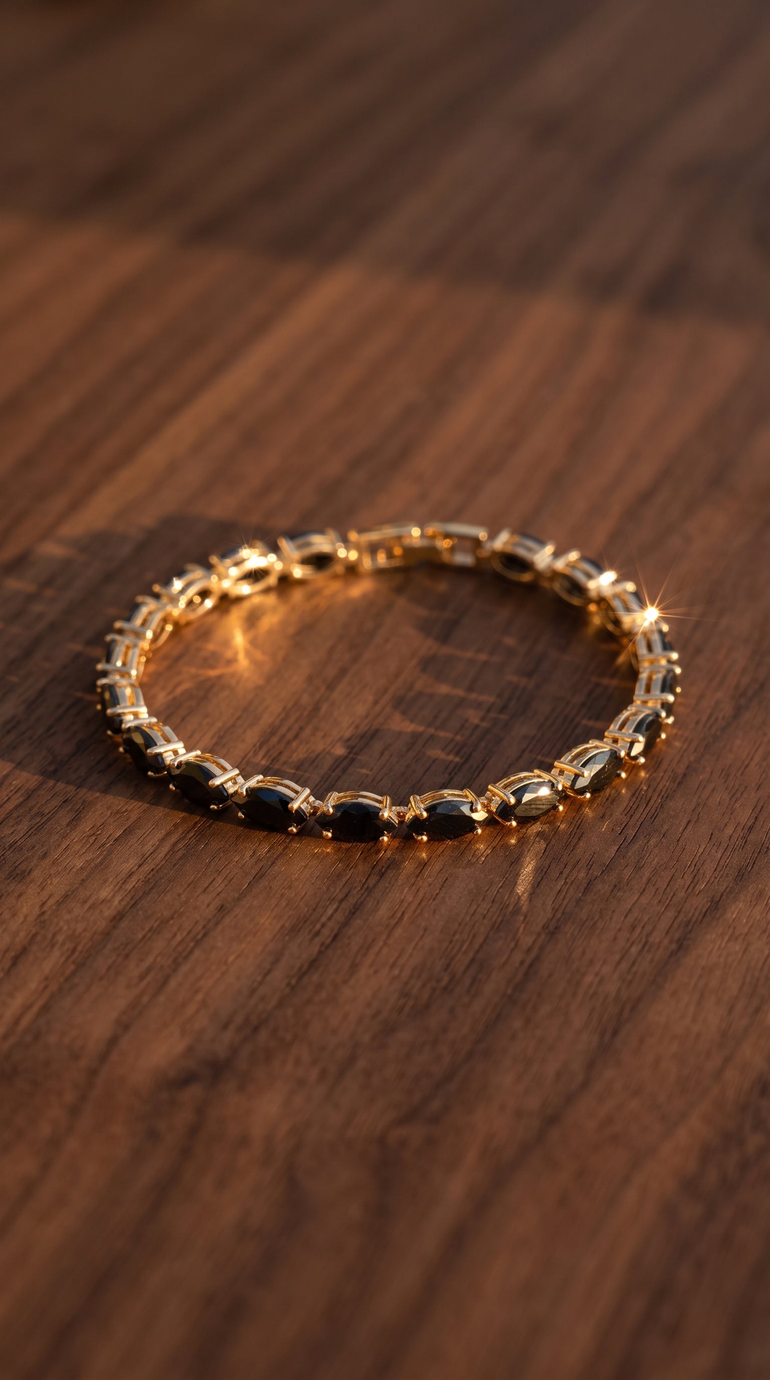 Black Marquise Anti-Tarnish Bracelet
