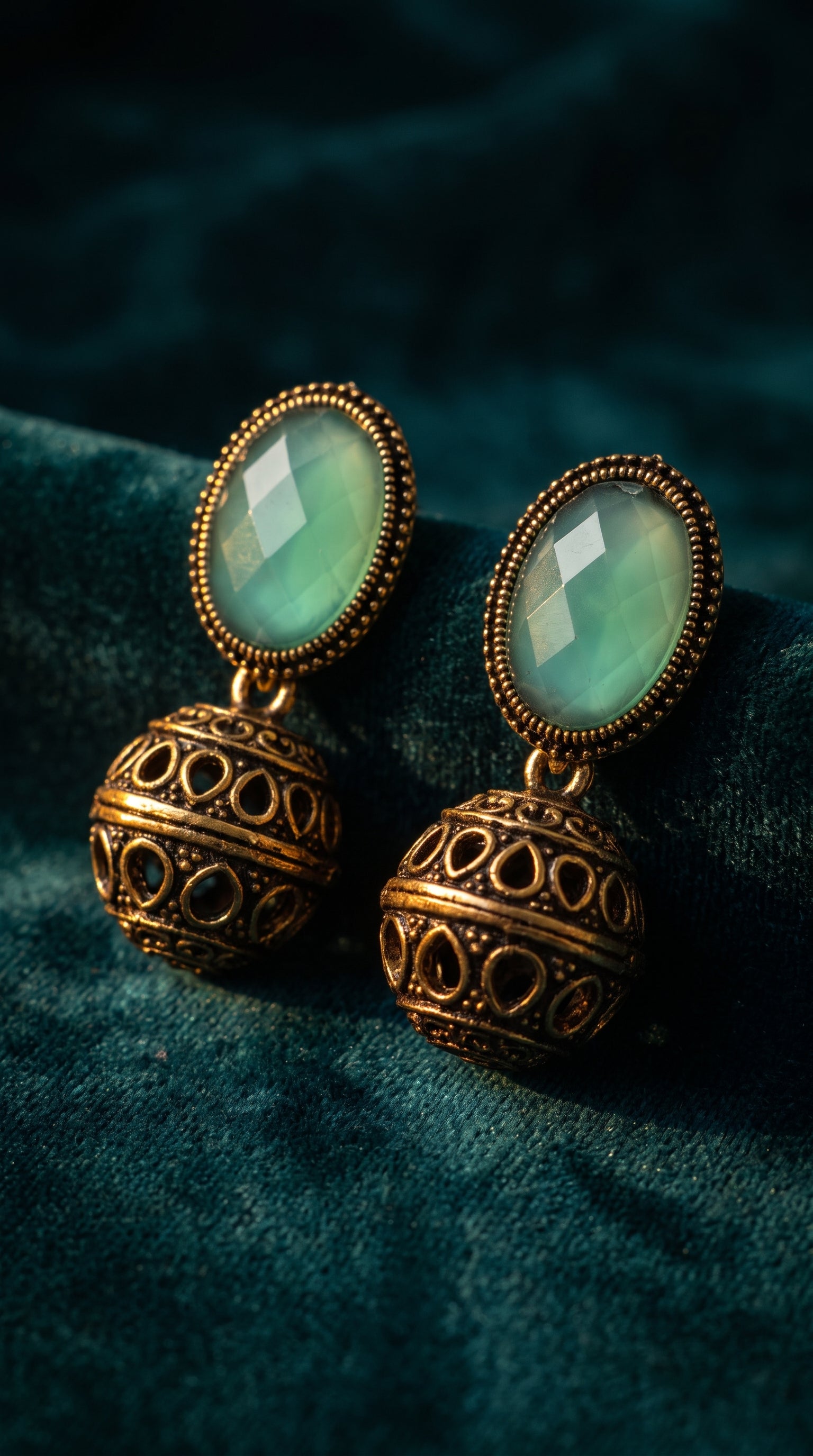 Emerald Mist Jhumki Earrings