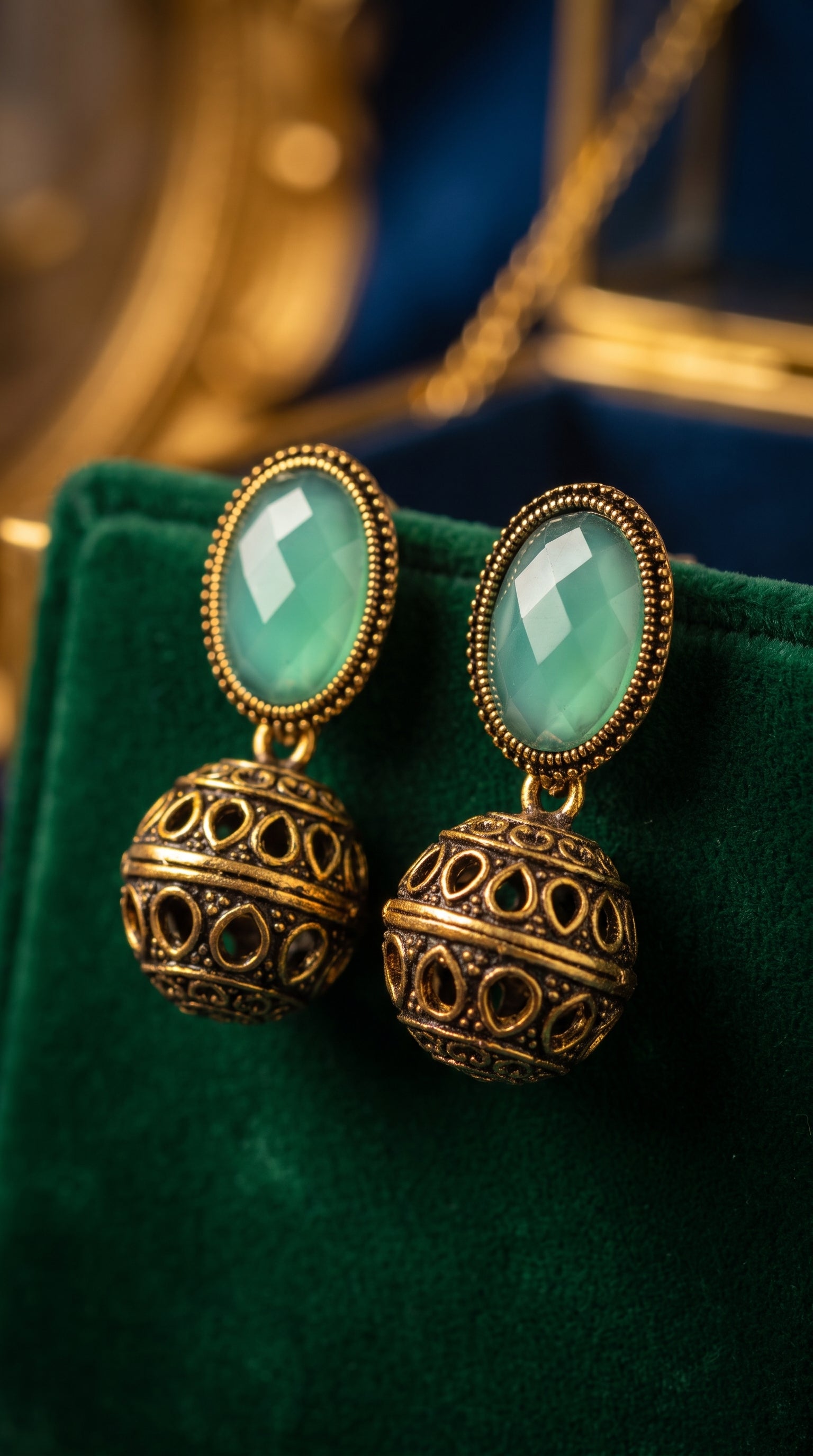 Emerald Mist Jhumki Earrings