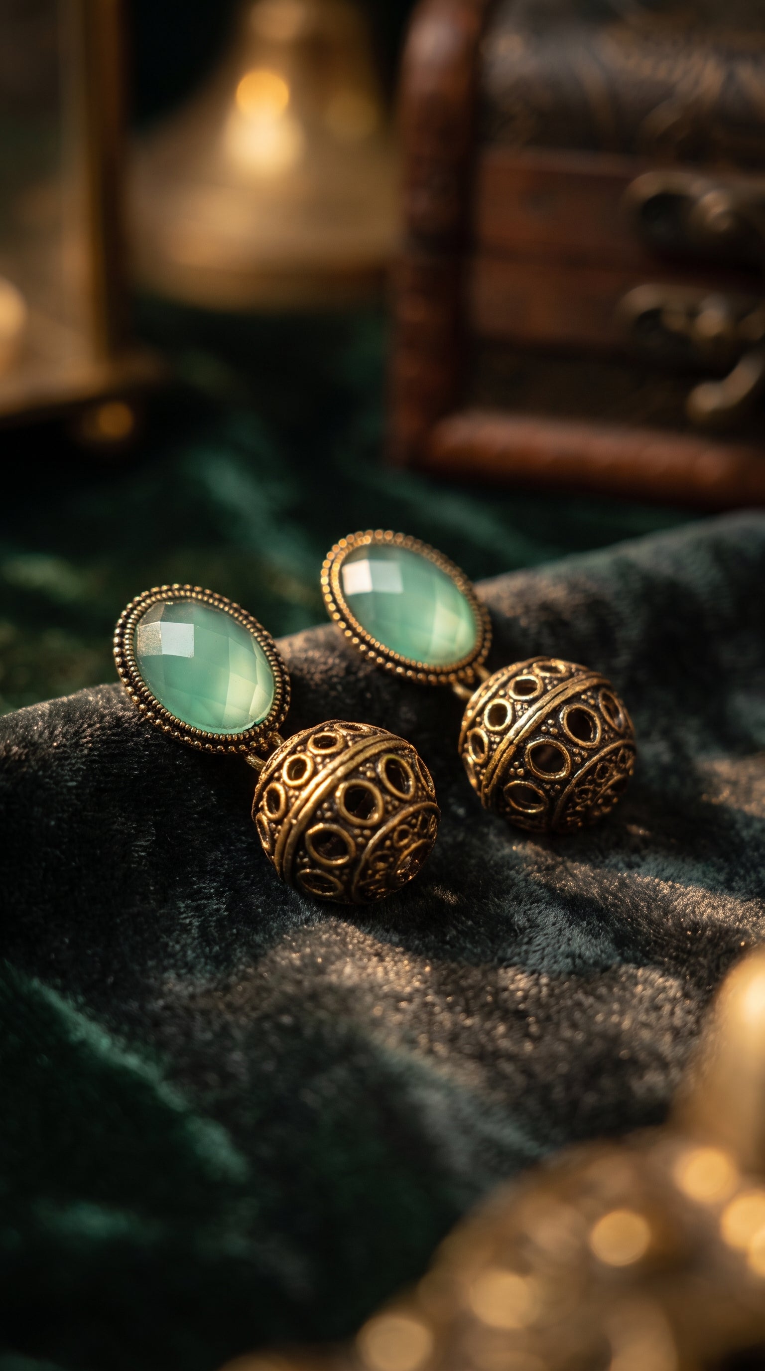 Emerald Mist Jhumki Earrings