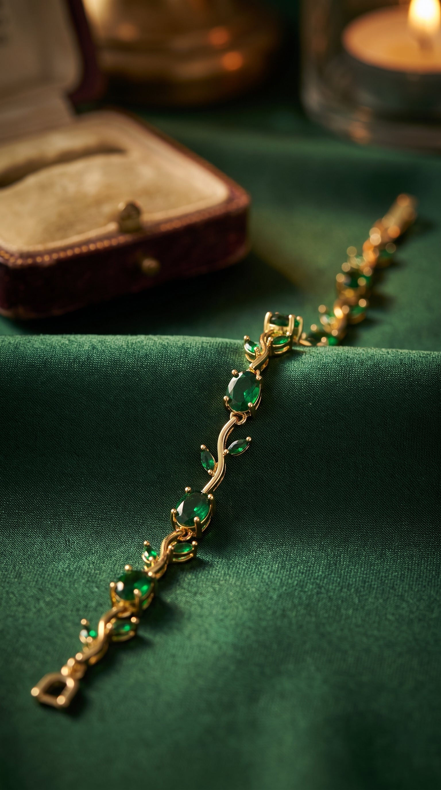 Emerald Tulip Gold- Green Tone Bracelet