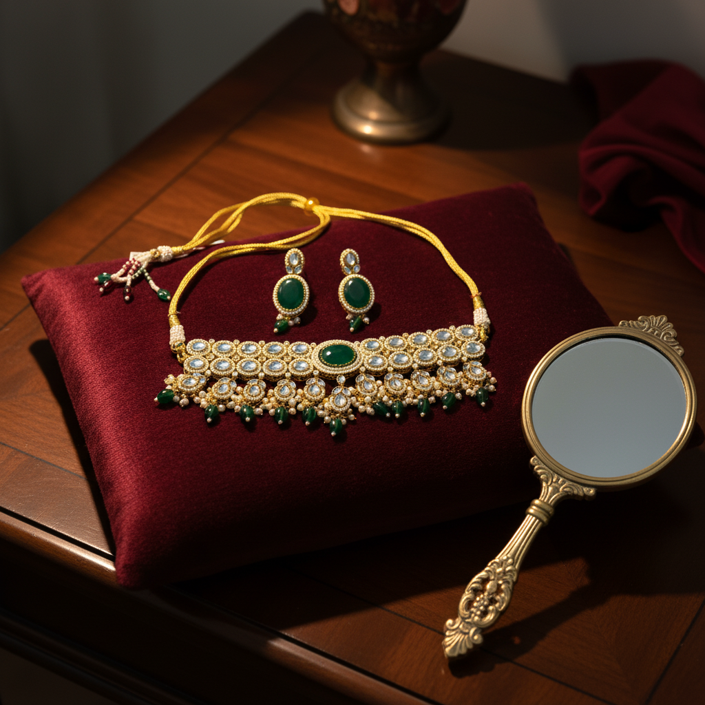 Regal Green Kundan Choker Set