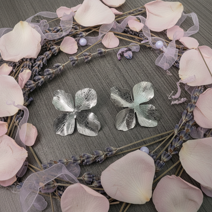 Silver Petal Statement Studs(ANTI TARNISH)