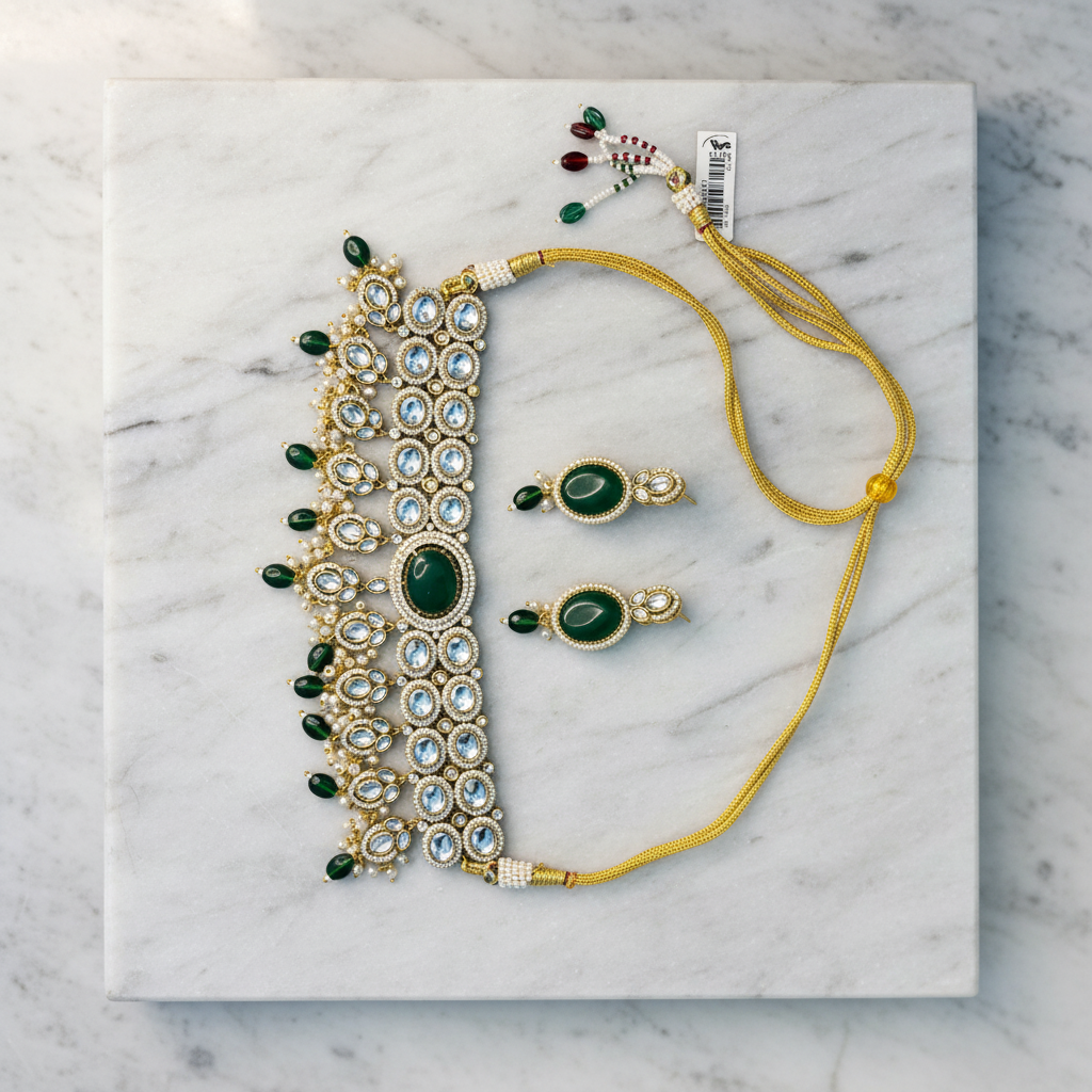 Regal Green Kundan Choker Set