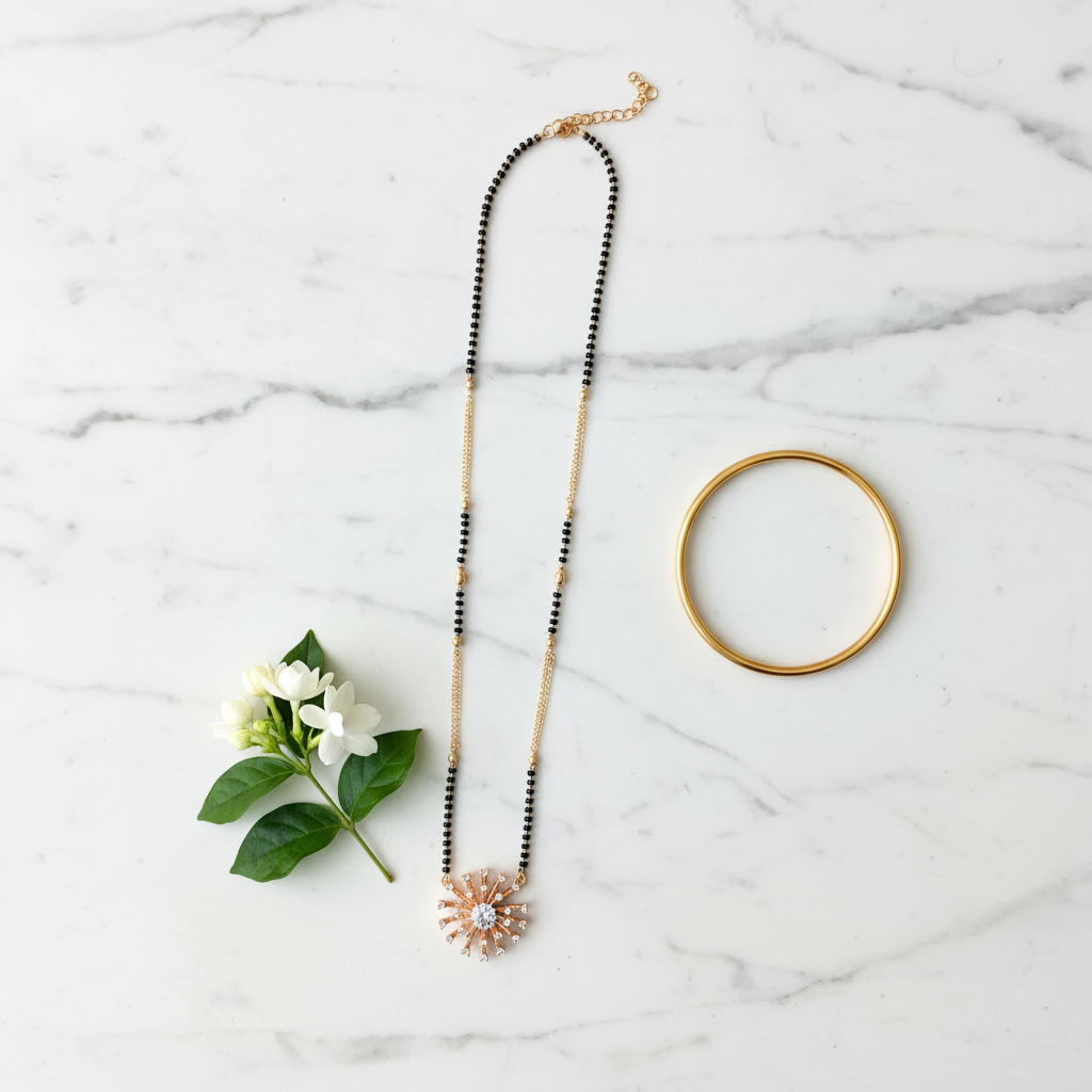 Radiant Sunburst Crystal Mangalsutra(ANTI TARNISH)