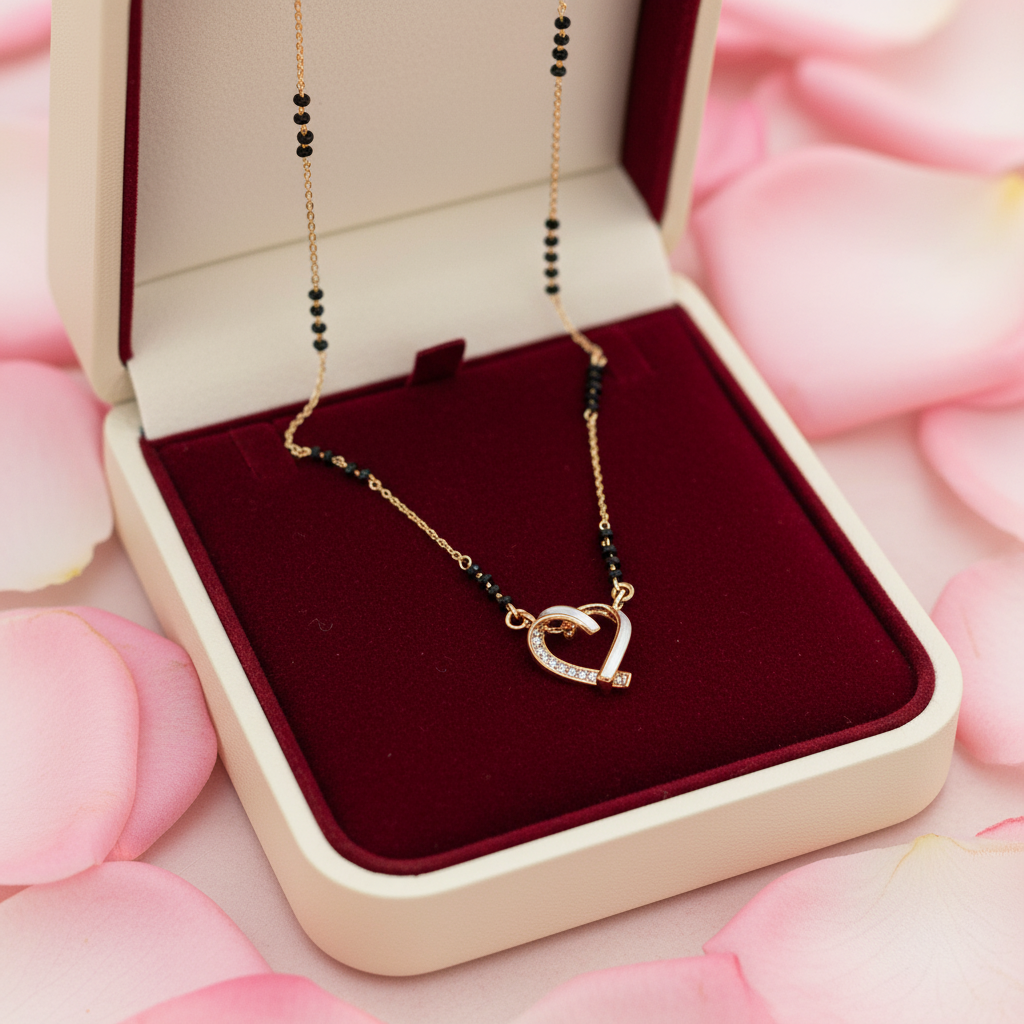 Heart-Shaped Love Mangalsutra(ANTI TARNISH)
