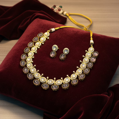 Regal Stone-Studded Kundan Necklace Set