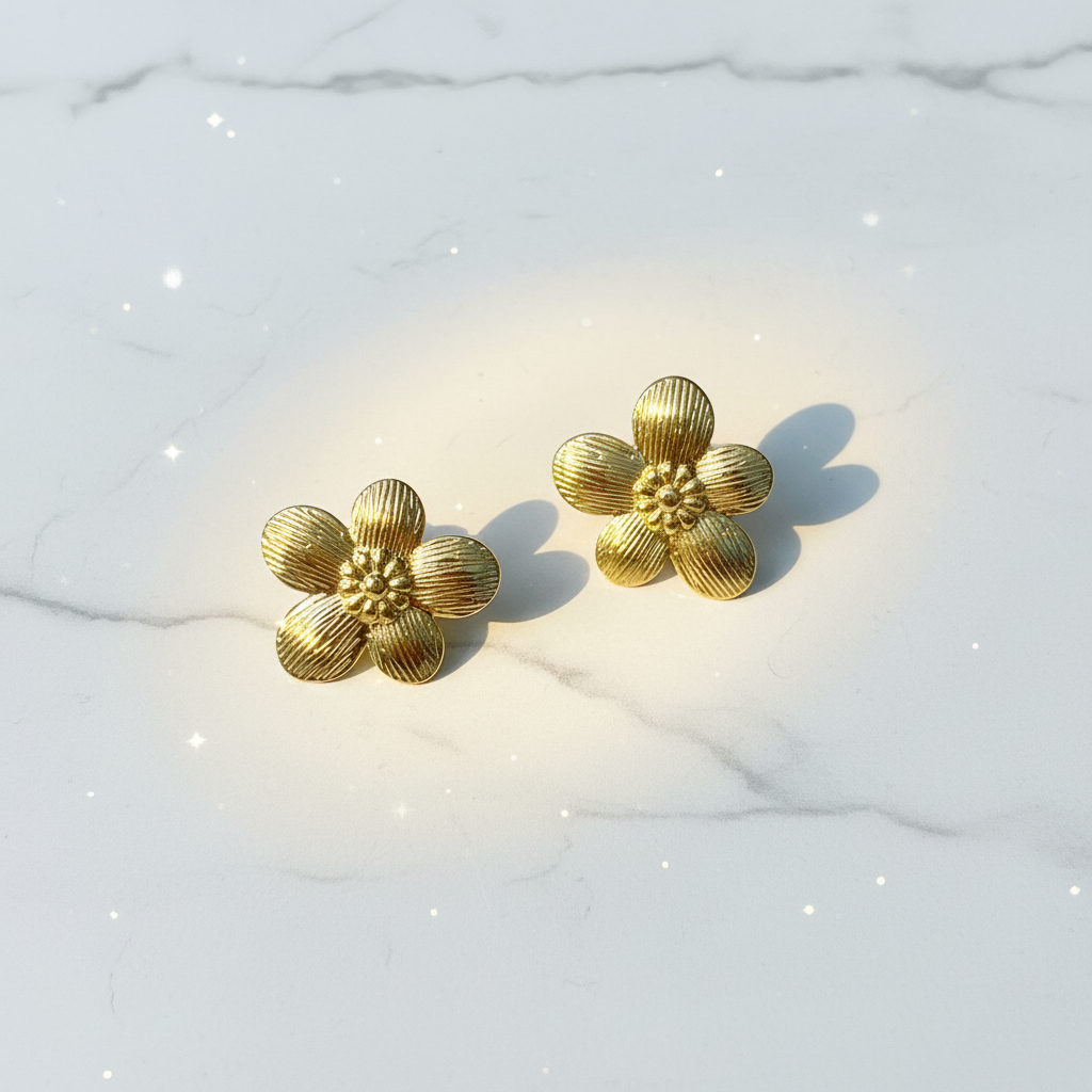 Floral Gold Studs(ANTI TARNISH)