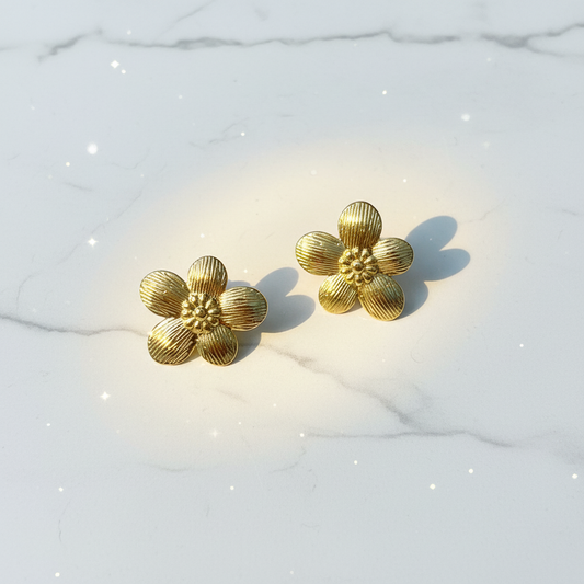 Floral Gold Studs(ANTI TARNISH)