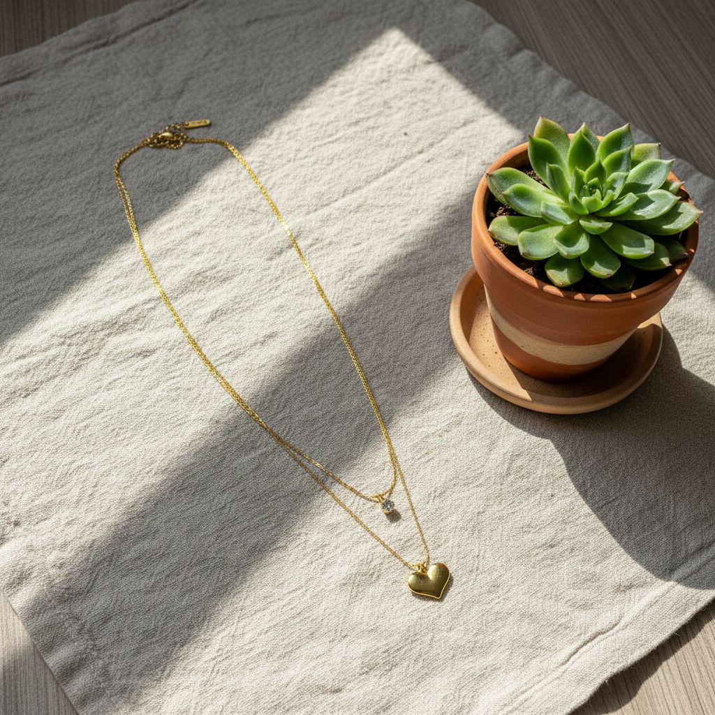 Sweet Heart Layered Necklace(ANTI TARNISH)
