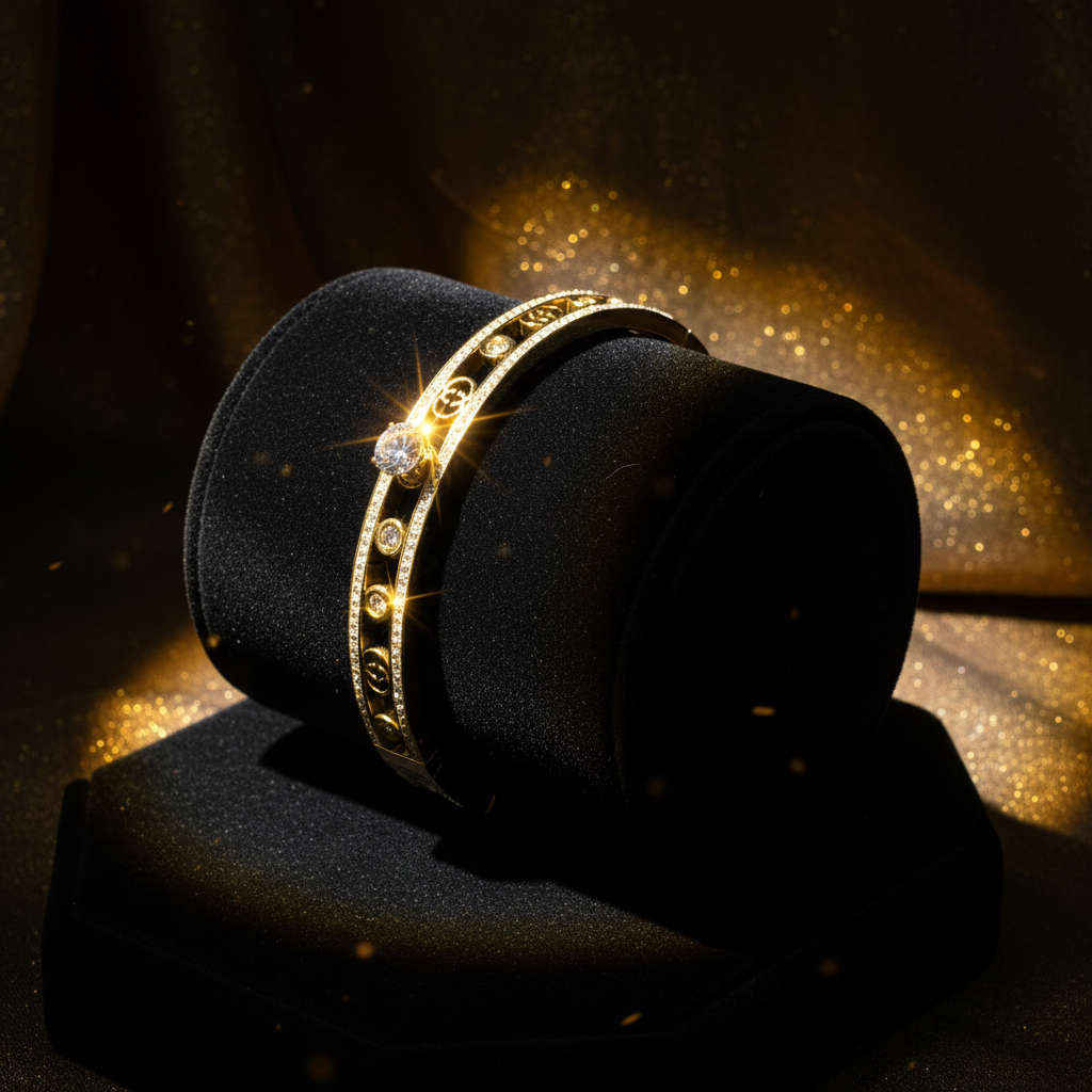 Radiant Crystal-Embellished Gold Bracelet(ANTI TARNISH)