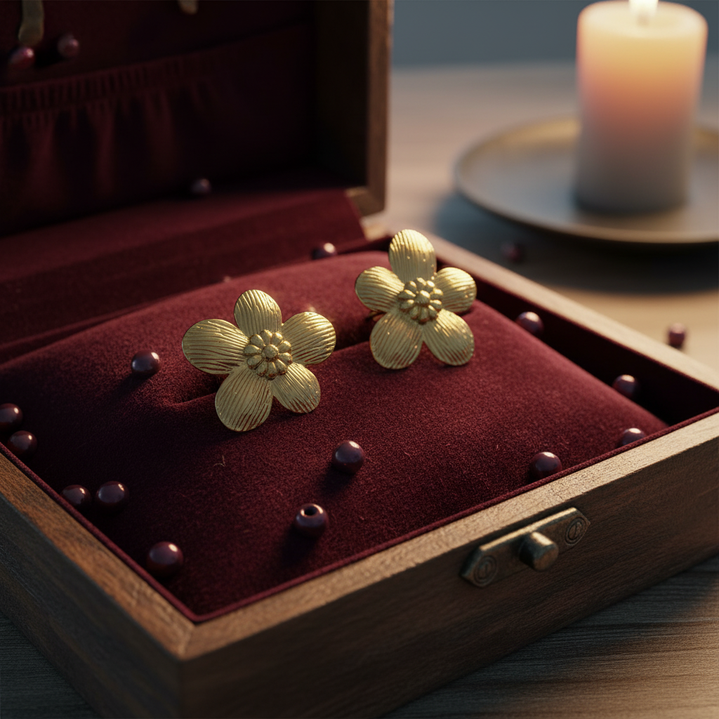Floral Gold Studs(ANTI TARNISH)