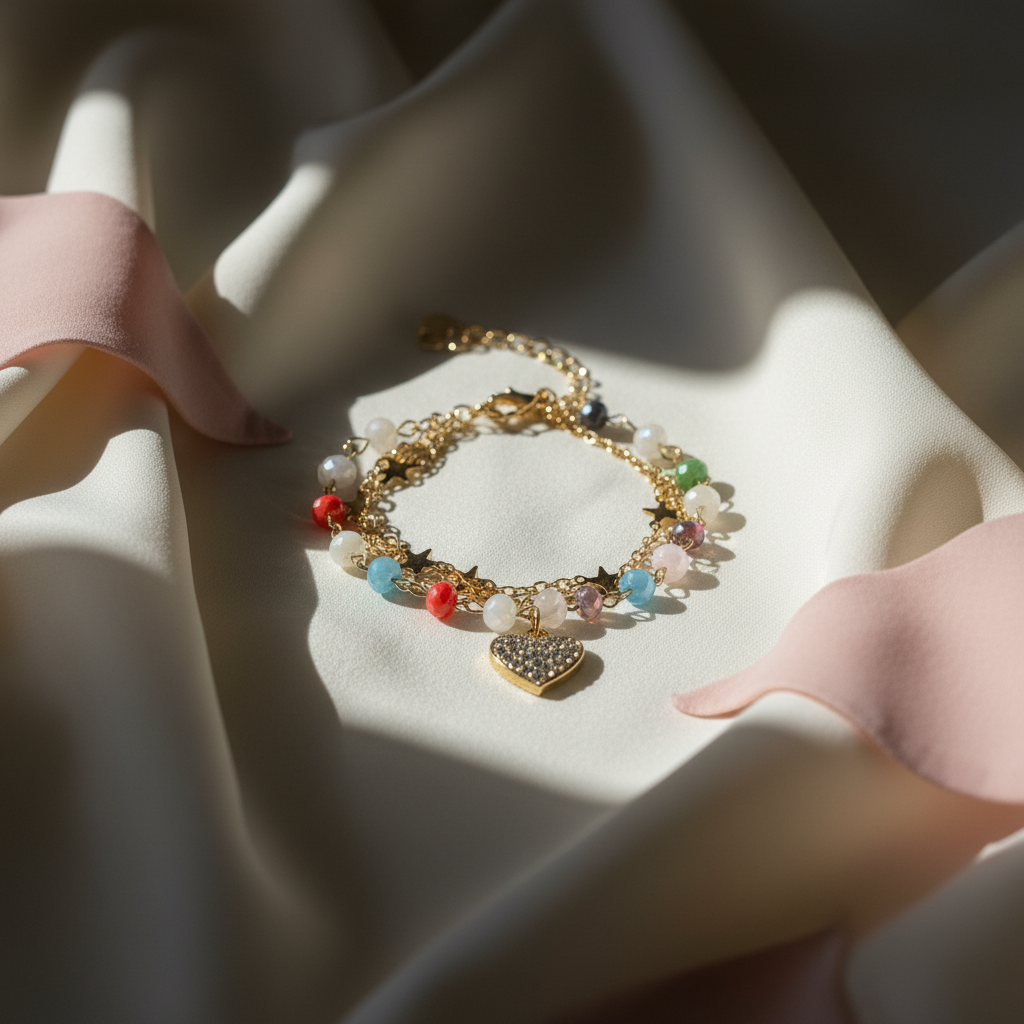 Vibrant Starry Heart Bracelet
