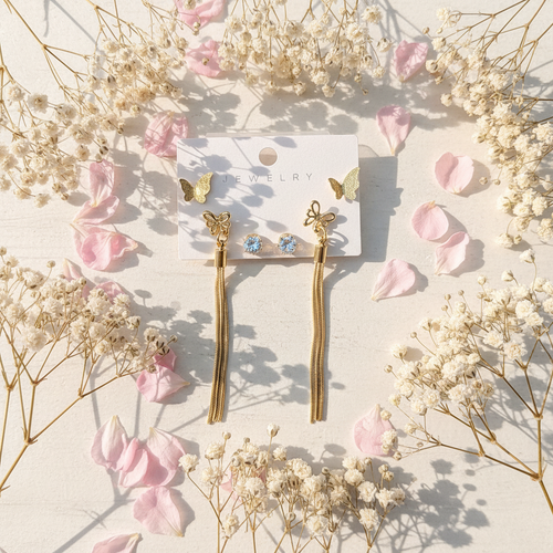 Butterfly Tassel Statement Earrings