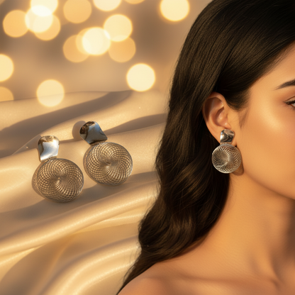 Radiant Wire-Mesh Statement Earrings