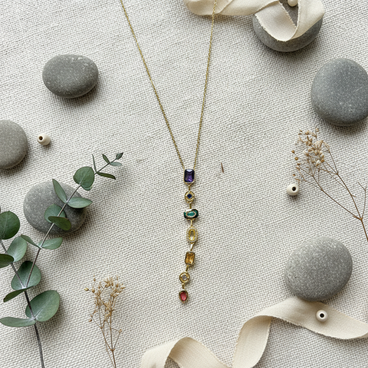 Multicolored Gemstone Cascade Necklace(ANTI TARNISH)