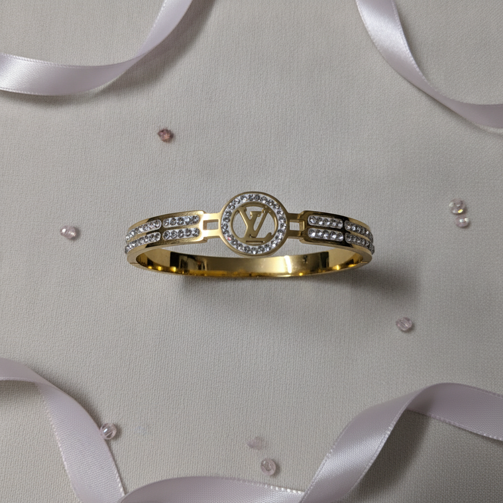Luxury LV-Inspired Anti-Tarnish Gold Bracelet for Women | Waterproof & Premium Finish