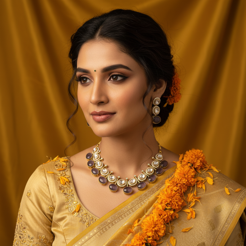 Regal Stone-Studded Kundan Necklace Set