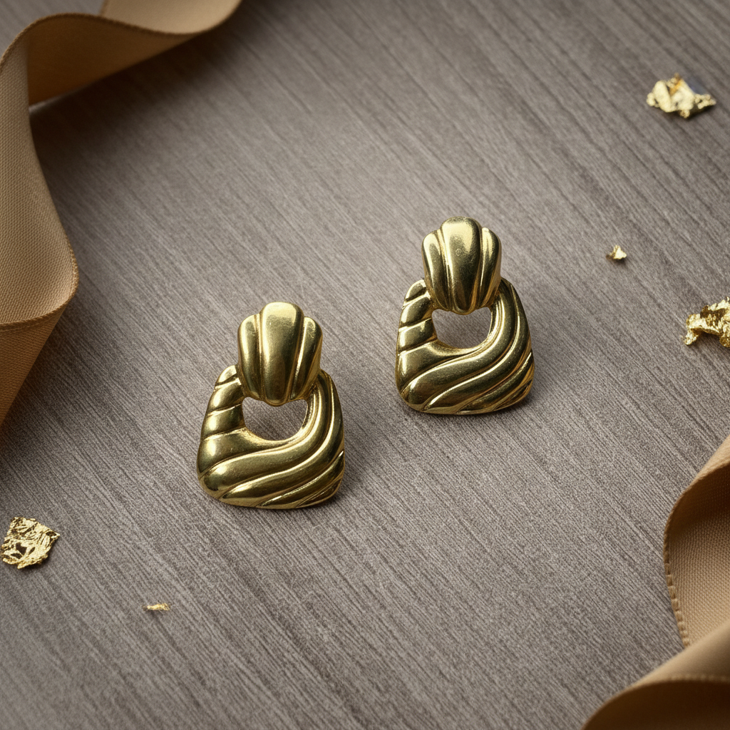 Sculptural Gold Studs(ANTI TARNISH)