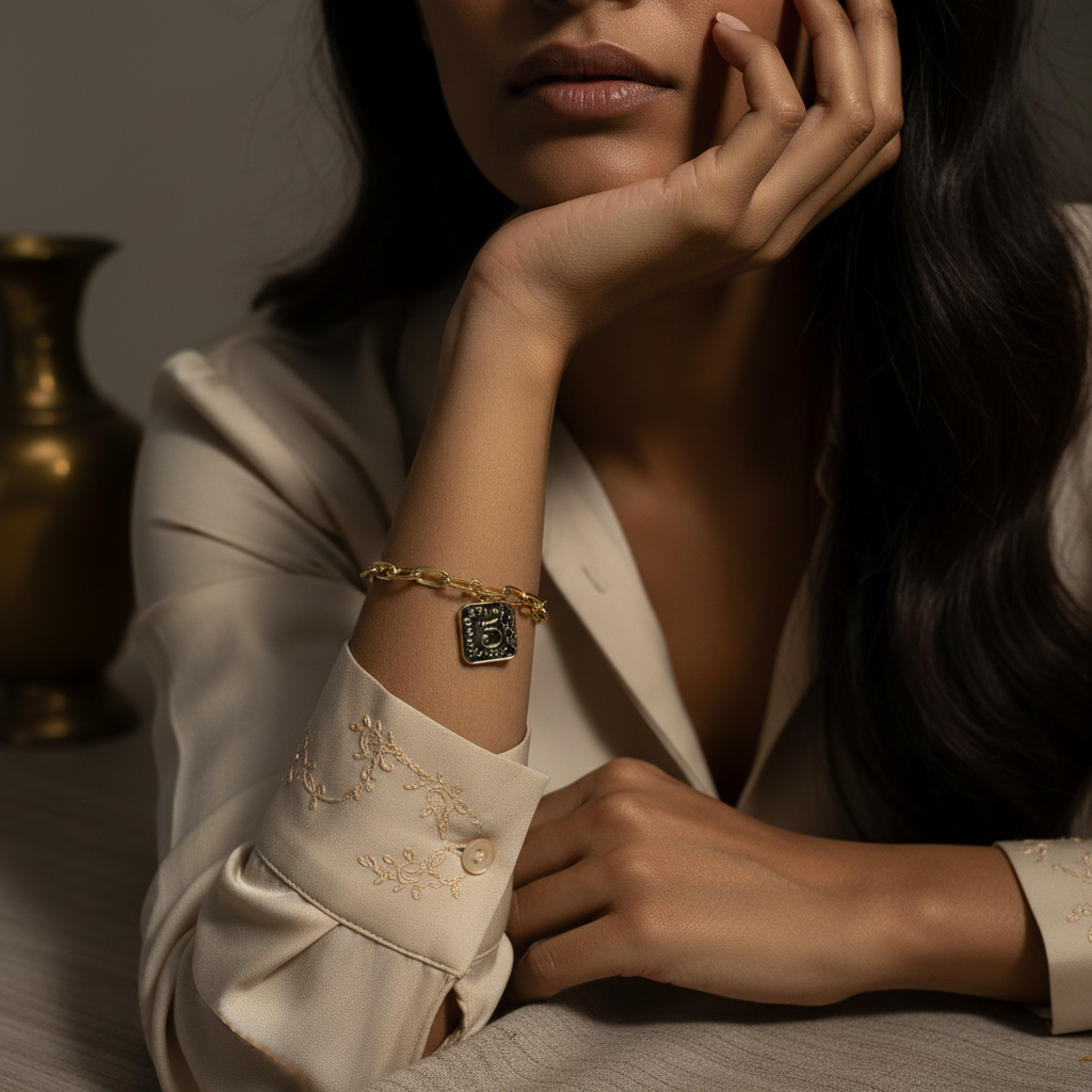 Signature Number-Charm Link Bracelet
