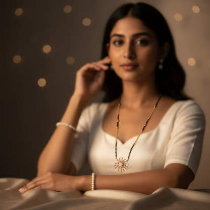 Radiant Sunburst Crystal Mangalsutra(ANTI TARNISH)