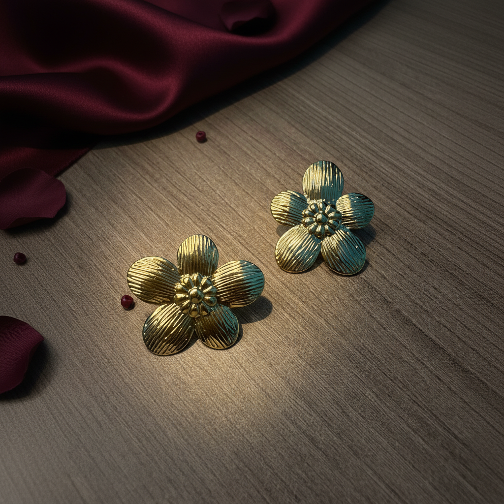 Floral Gold Studs(ANTI TARNISH)