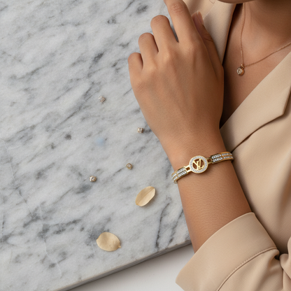 Luxury LV-Inspired Anti-Tarnish Gold Bracelet for Women | Waterproof & Premium Finish