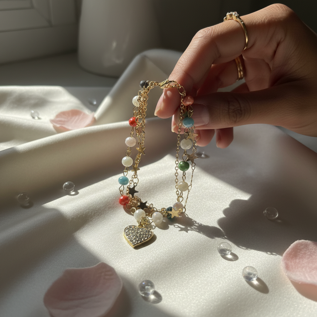 Vibrant Starry Heart Bracelet