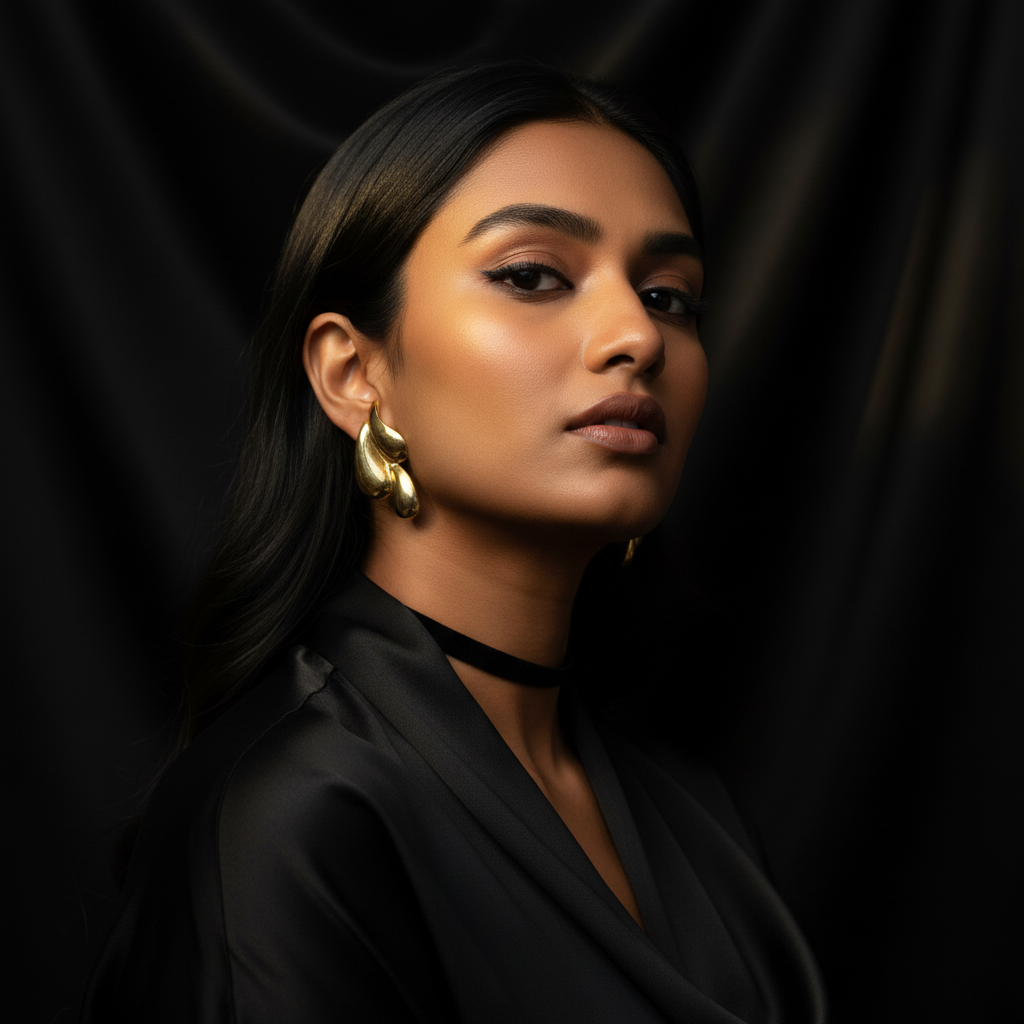 Fluid Gold Statement Stud ( Anti Tarnish)