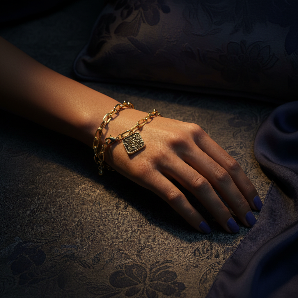 Signature Number-Charm Link Bracelet