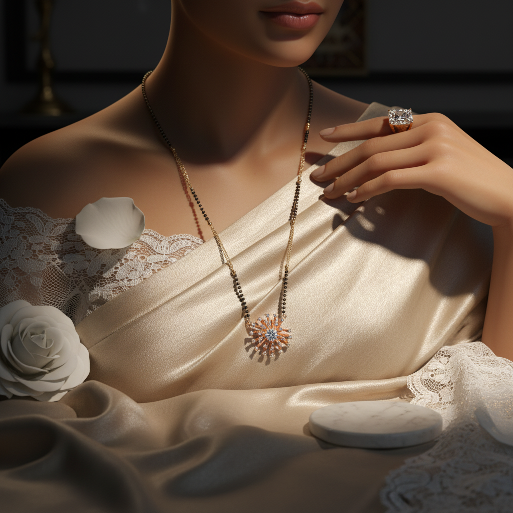 Radiant Sunburst Crystal Mangalsutra(ANTI TARNISH)