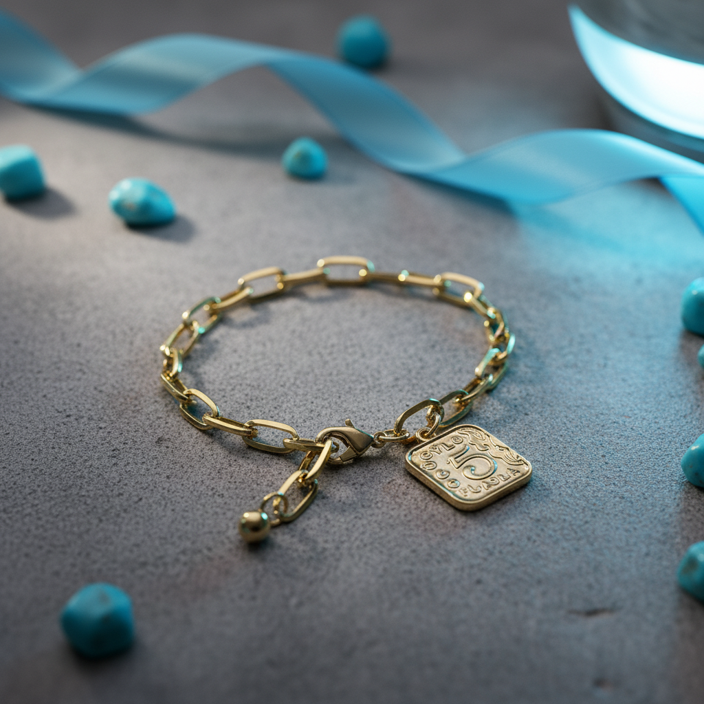 Signature Number-Charm Link Bracelet