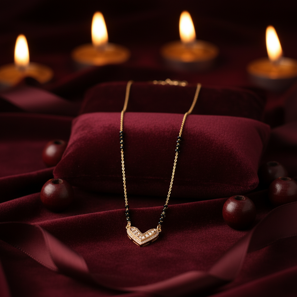 V-Shaped Crystal Mangalsutra(ANTI TARNISH)