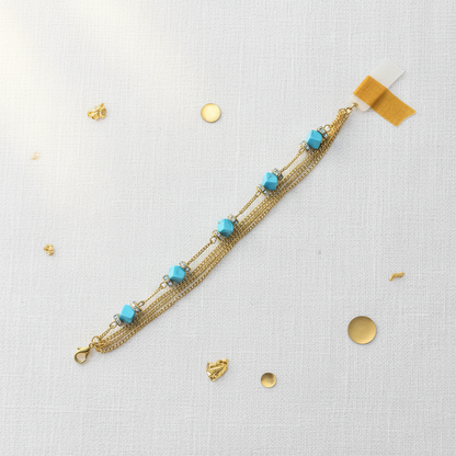 Turquoise & Crystal Beaded Beach Bracelet