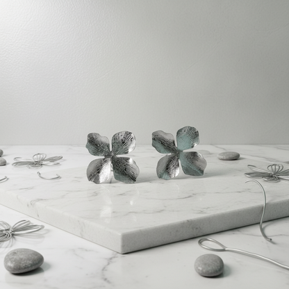 Silver Petal Statement Studs(ANTI TARNISH)